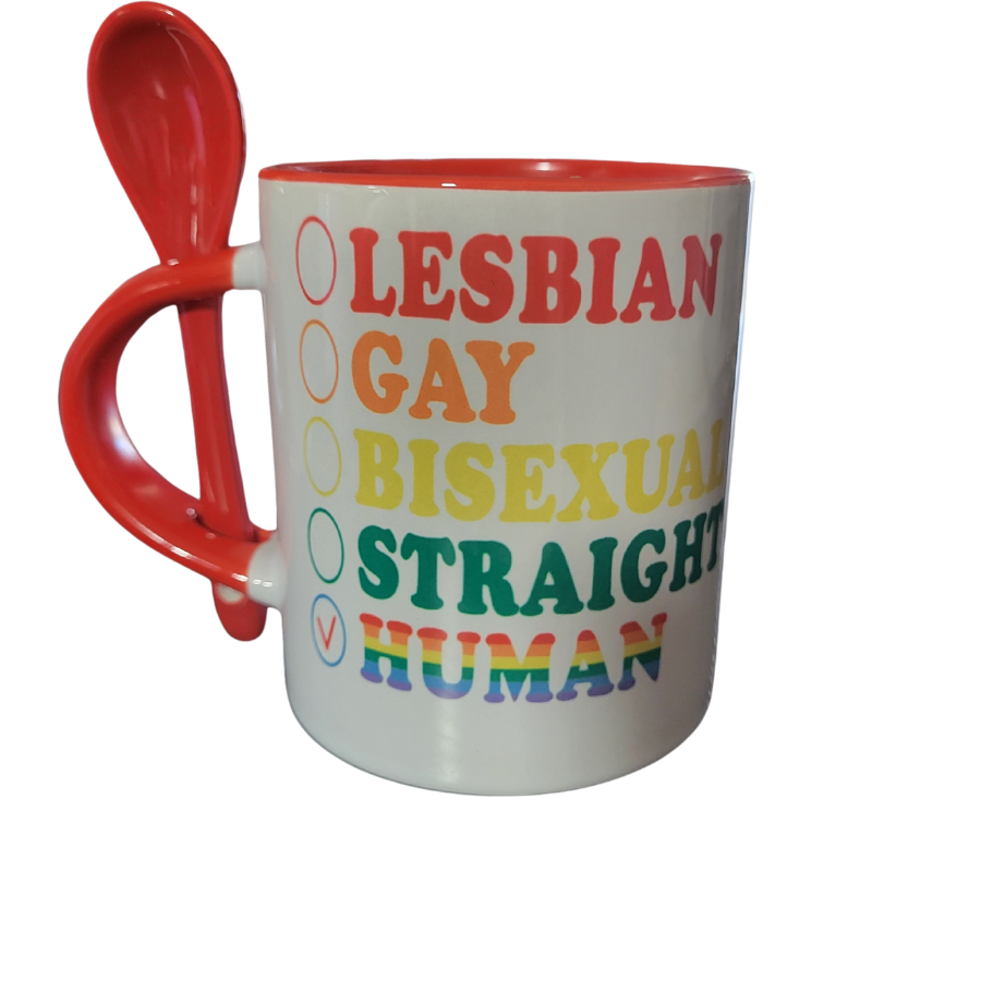 Human Check Mug with spoon